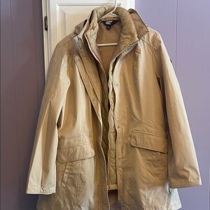 Lands' End Men's Tan Hooded Raincoat